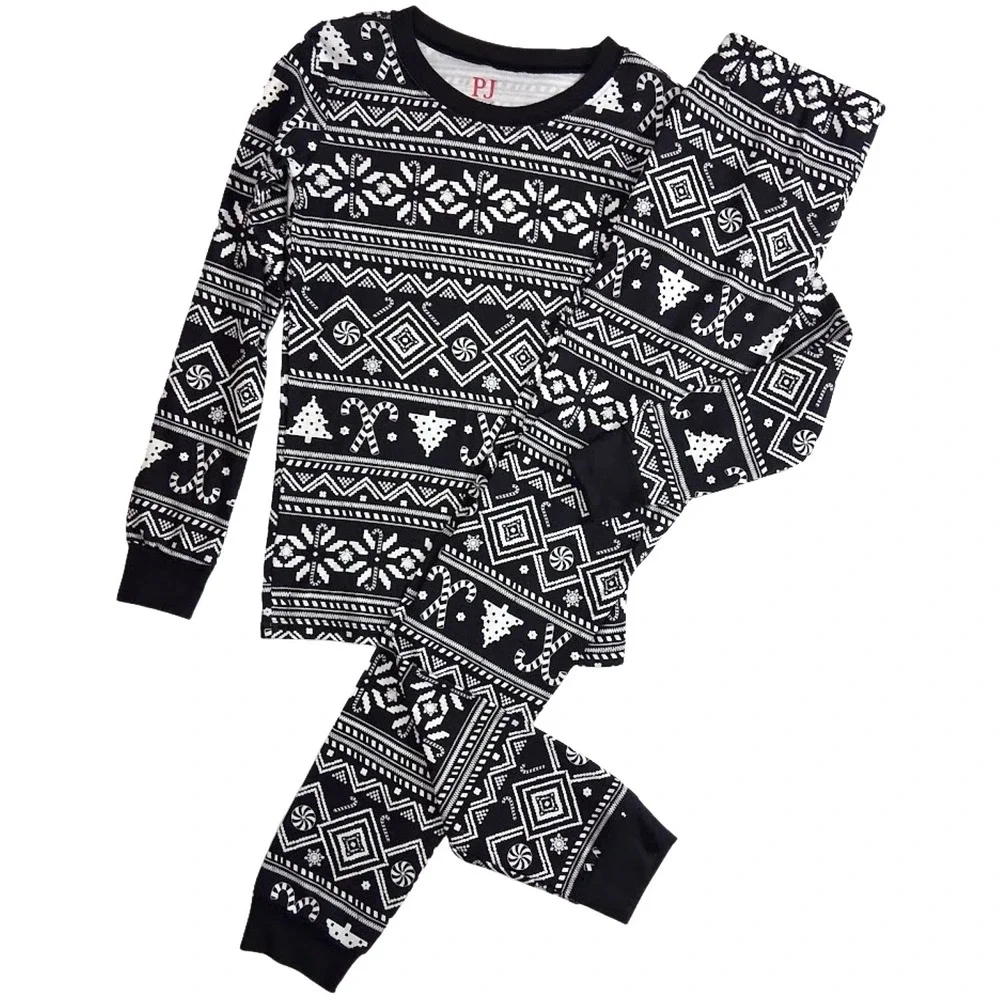 The Children's Place Holiday Family Pajamas Sz 10 Black White Christmas